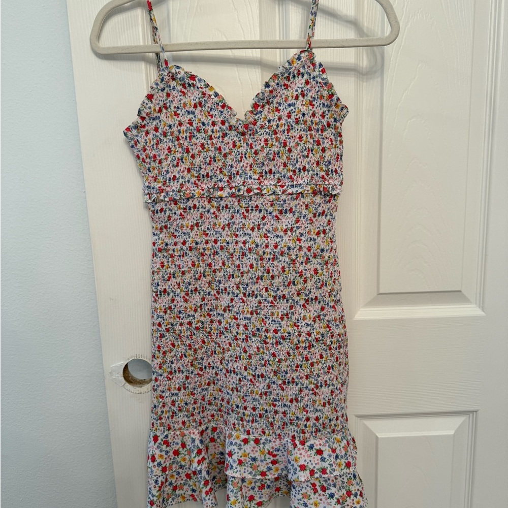 LIKELY Smocked Ruffle Floral Mini Dress EUC, S